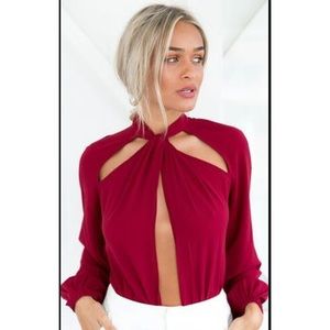 Mura boutique red cut out body suit